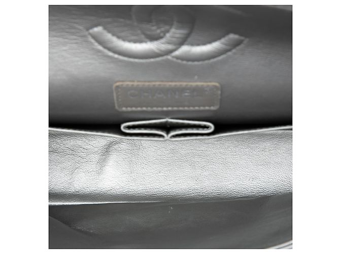 Chanel Silver Medium Classic Chevron Caviar Double Flap - Ansicht 4