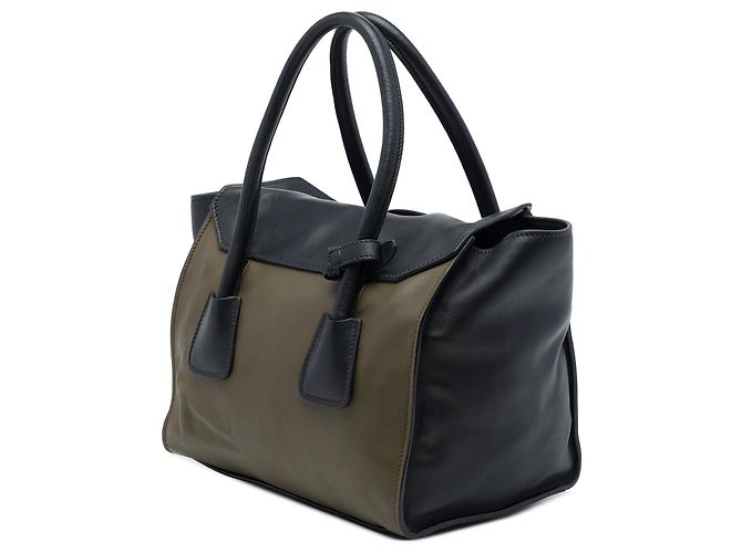 Prada Sound Lock Satchel aus Glace-Kalbsleder bicolor braun - Ansicht 2