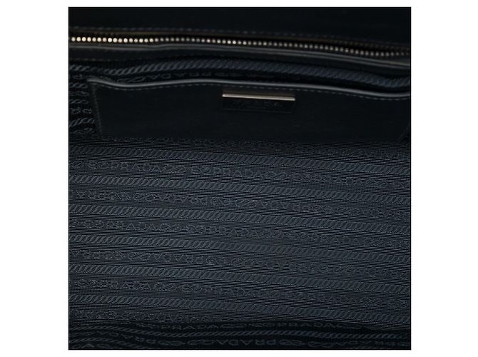Prada Sound Lock Satchel aus Glace-Kalbsleder bicolor braun - Ansicht 4