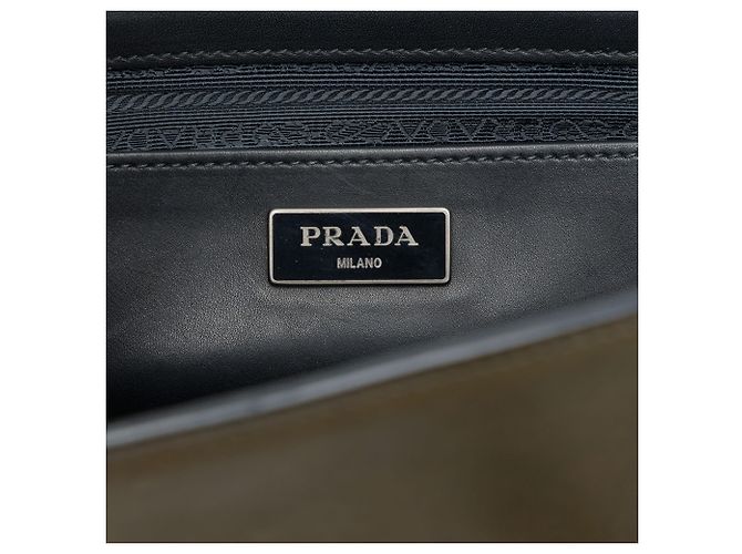 Prada Sound Lock Satchel aus Glace-Kalbsleder bicolor braun - Ansicht 5