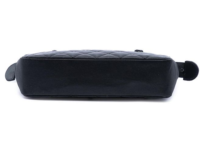 Chanel gesteppte Satin-Handtasche schwarz mit Reißverschluss CC - Ansicht 3