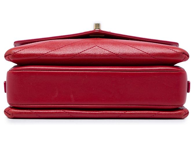 Chanel Red Small Chevron Lambskin Stitched Envelope Flap - vista 3