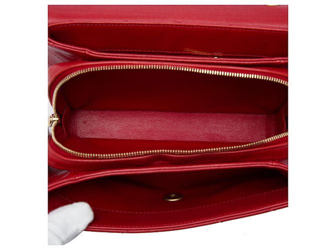 Chanel Red Small Chevron Lambskin Stitched Envelope Flap - vista 4