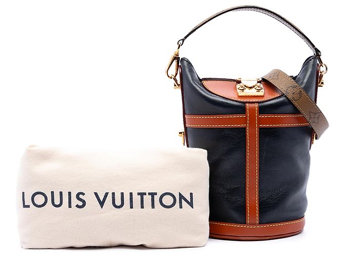 Bucket Bolsa Duffle Louis Vuitton em couro de bezerro azul e Monogram Reverse - vista 7