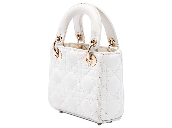 Dior White Micro Lambskin Cannage Lady Dior - vista 2