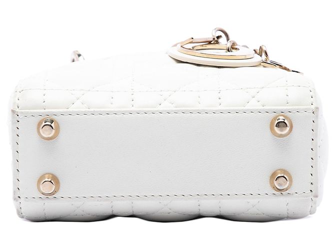 Dior White Micro Lambskin Cannage Lady Dior - vista 3