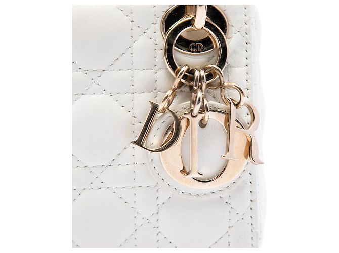 Dior White Micro Lambskin Cannage Lady Dior - vista 5