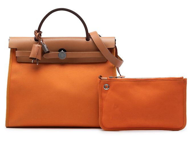 Hermès Orange Toile Herbag Zip 31 - vue 7