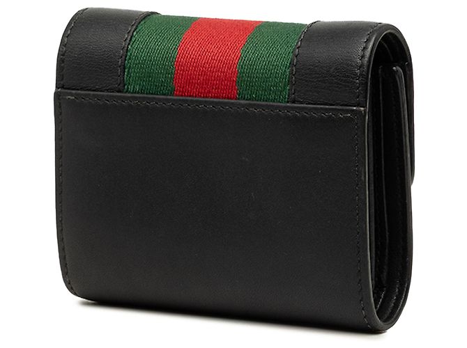Cartera compacta Gucci Sylvie Web de piel de becerro negra - vista 2