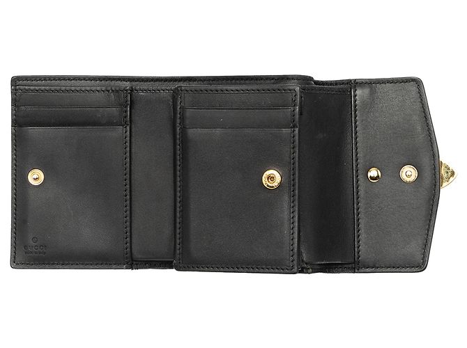 Cartera compacta Gucci Sylvie Web de piel de becerro negra - vista 6