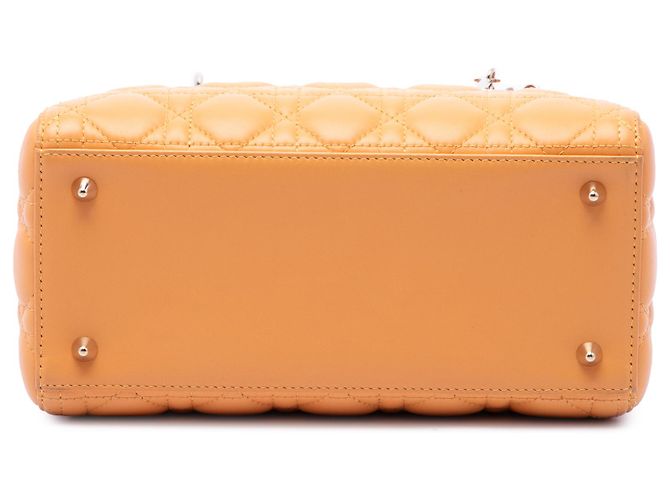 Dior Orange Medium Lambskin Cannage Lady Dior - vue 3