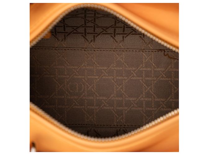 Dior Orange Medium Lambskin Cannage Lady Dior - vue 4