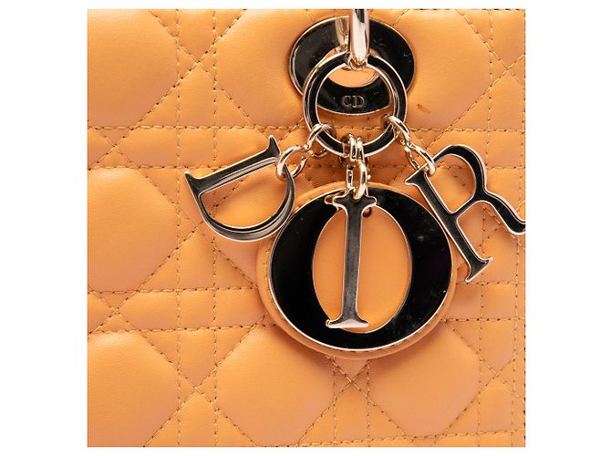Dior Orange Medium Lambskin Cannage Lady Dior - vue 5