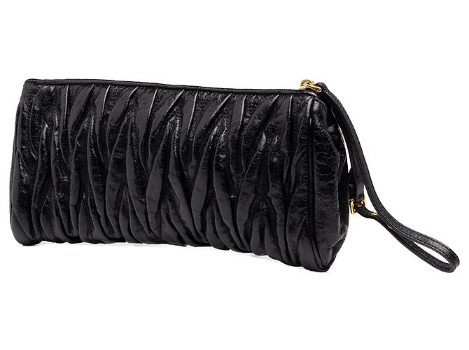 Clutch de muñeca Miu Miu en Nappa Matelassé negro - vista 2