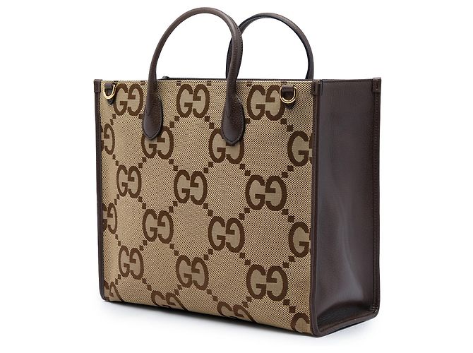 Borsa Tote Gucci Beige Jumbo GG Canvas Web - vista 2
