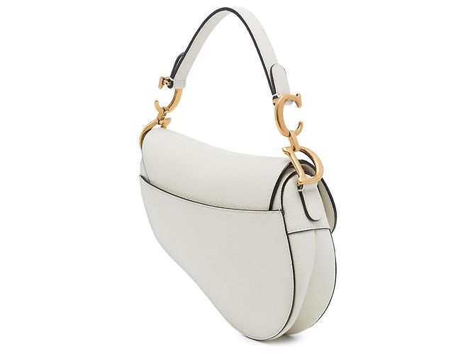 Sac Saddle Dior Mini en veau grainé blanc - vue 2