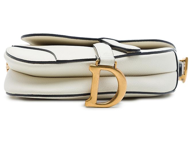 Sac Saddle Dior Mini en veau grainé blanc - vue 3