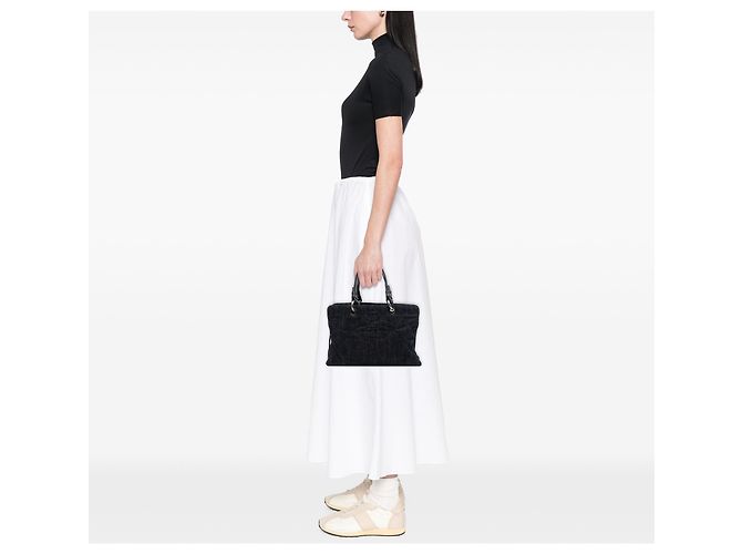 Chanel Timeless Tote aus schwarzem gestepptem Denim mit CC - Ansicht 6