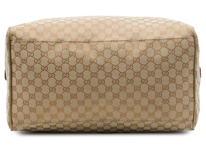 Borsa da viaggio Gucci in tela GG beige con banda Web - vista 3