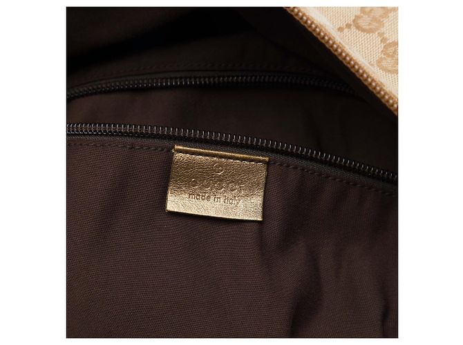 Borsa da viaggio Gucci in tela GG beige con banda Web - vista 5