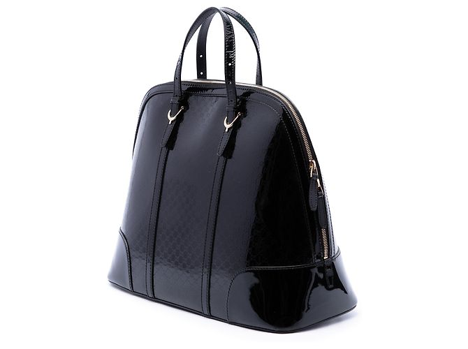Borsa Gucci Nice Dome Top Handle Large Microguccissima in vernice nera - vista 2