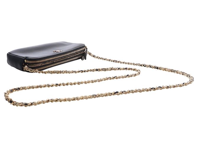Portafoglio Chanel Black CC Calfskin Double Zip Wallet On Chain - vista 15