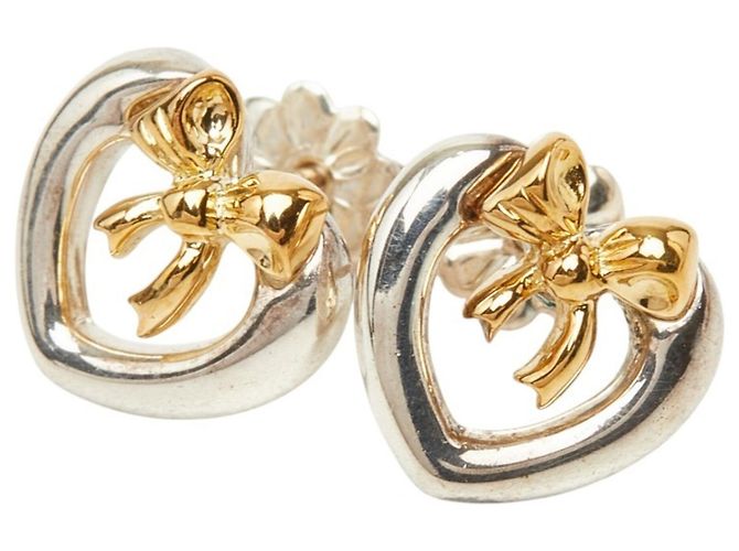 Autre Marque Tiffany & Co. Heart Ribbon Stecker-Ohrringe - Ansicht 2