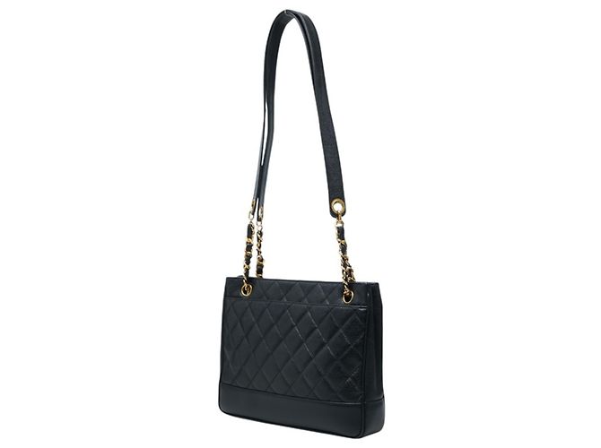 Borsa Tote Chanel Matelassé in pelle caviar nera - vista 2