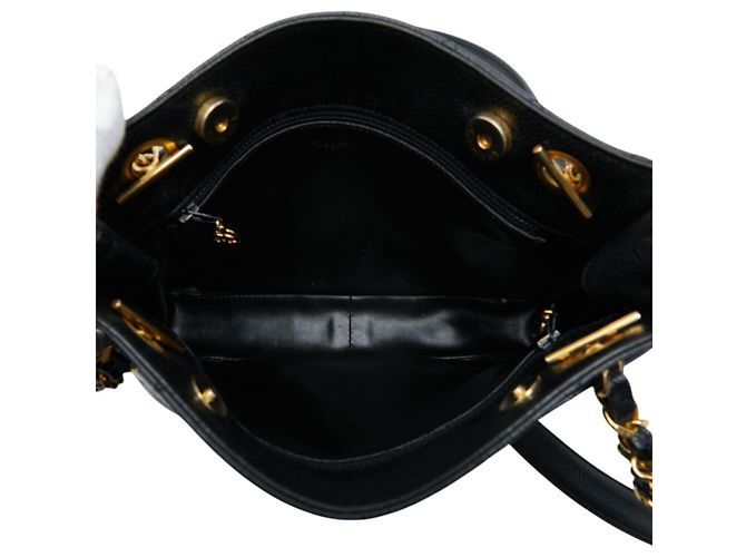 Borsa Tote Chanel Matelassé in pelle caviar nera - vista 6