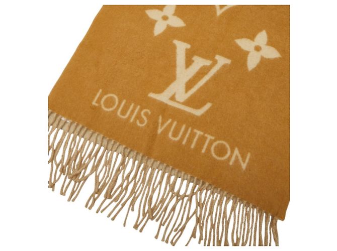 Sciarpa Louis Vuitton Monogram Giant in marrone e beige - vista 3