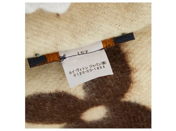 Sciarpa Louis Vuitton Monogram Giant in marrone e beige - vista 4