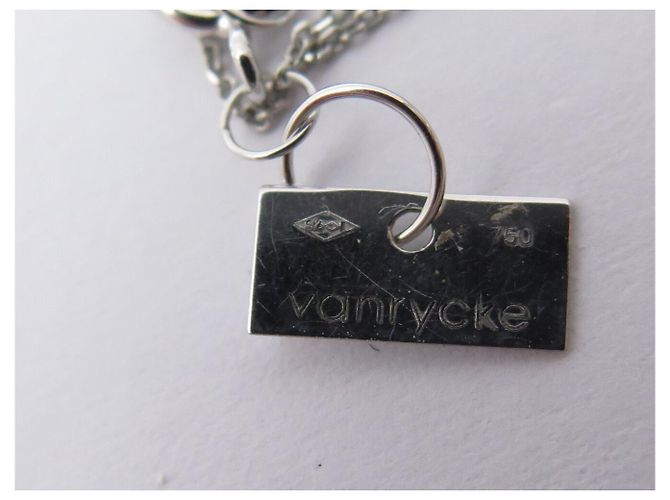 NUOVO COLLANA VANRYCKE VALENTINE IN ORO BIANCO 18K 0.90GR DIAMANTE SOLITAIRE - vista 8