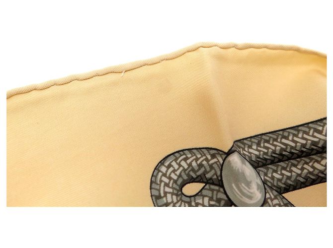 Hermès FOULARD HERMES BRANDEBOURGS CATY LATHAM CARRE 90 CM SETA BEIGE - vista 12