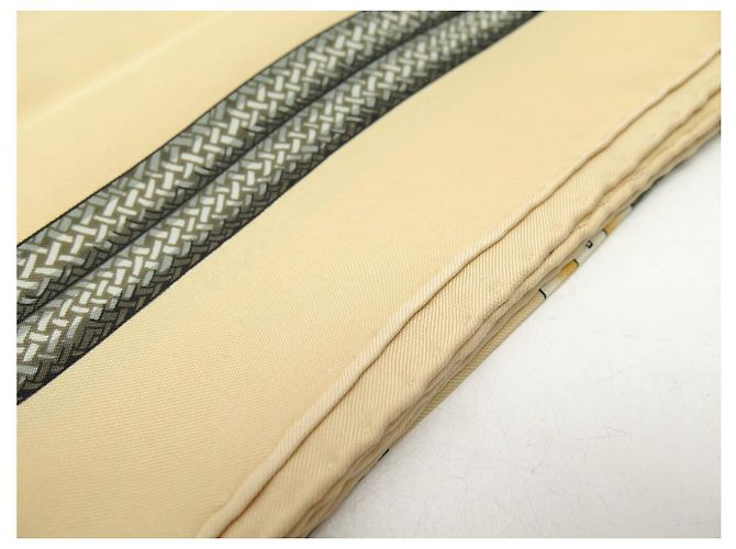 Hermès FOULARD HERMES BRANDEBOURGS CATY LATHAM CARRE 90 CM SETA BEIGE - vista 15