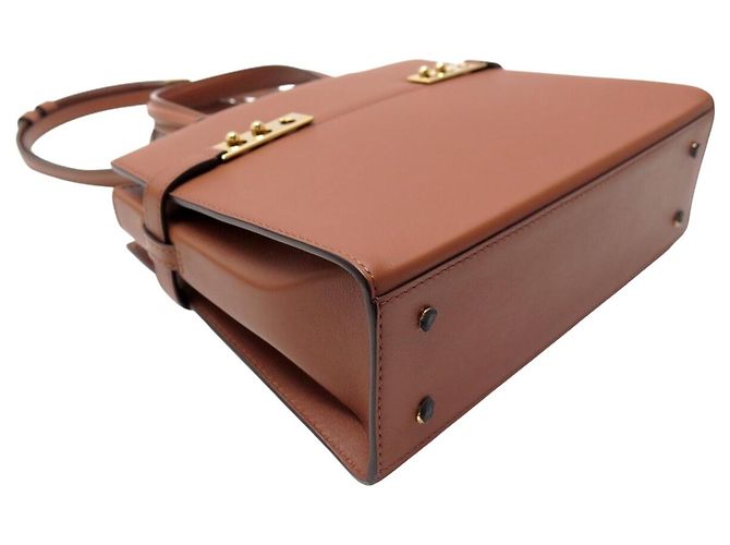 NOVA BOLSA DE MÃO DELVAUX TEMPETE MM EM COURO MARROM COM ALÇA TIRACOLO - vista 4