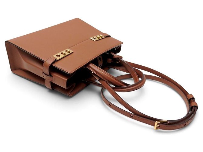 NOVA BOLSA DE MÃO DELVAUX TEMPETE MM EM COURO MARROM COM ALÇA TIRACOLO - vista 5