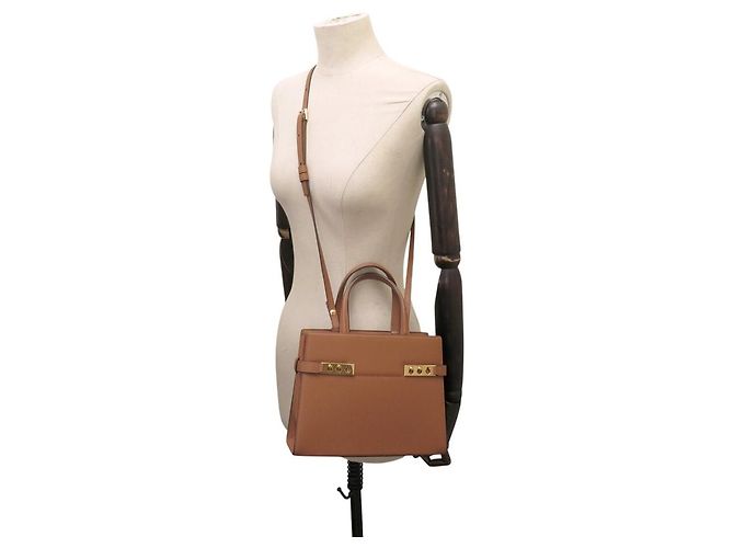 NOVA BOLSA DE MÃO DELVAUX TEMPETE MM EM COURO MARROM COM ALÇA TIRACOLO - vista 6