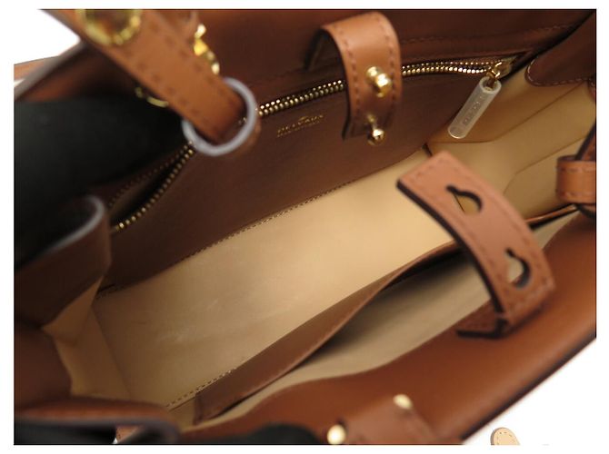 NOVA BOLSA DE MÃO DELVAUX TEMPETE MM EM COURO MARROM COM ALÇA TIRACOLO - vista 8