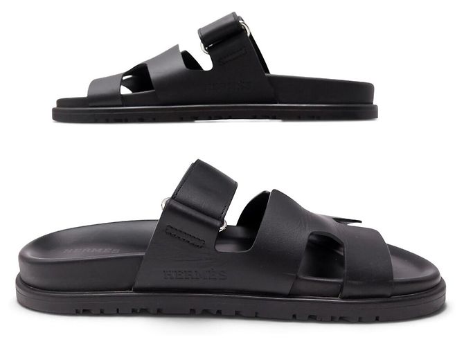 Hermès SCARPE HERMES CHYPRE VV222000ZH PELLE NERA 37 SANDALI MULES BLACK SHOES - vista 2