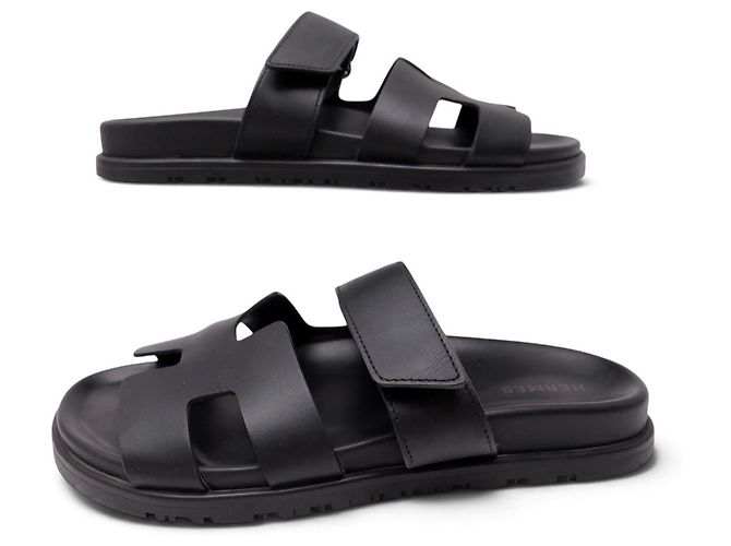 Hermès SCARPE HERMES CHYPRE VV222000ZH PELLE NERA 37 SANDALI MULES BLACK SHOES - vista 3