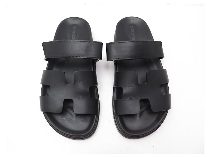 Hermès SCARPE HERMES CHYPRE VV222000ZH PELLE NERA 37 SANDALI MULES BLACK SHOES - vista 8