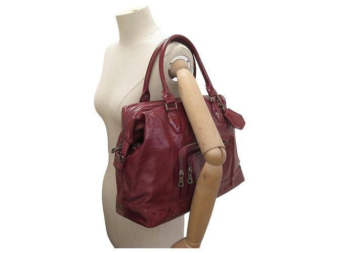 NUOVA BORSA LONGCHAMP LEGENDE 1746173548 IN PELLE LACCATA ROSSA - vista 7