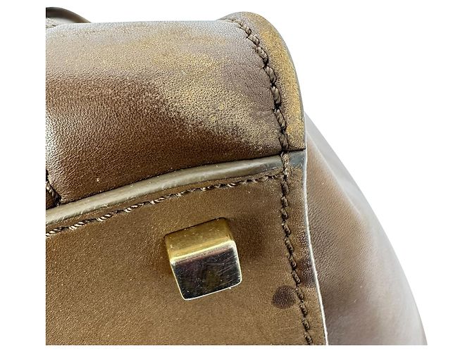 Céline Sac Cabas Celine Luggage Phantom en cuir marron - vue 3