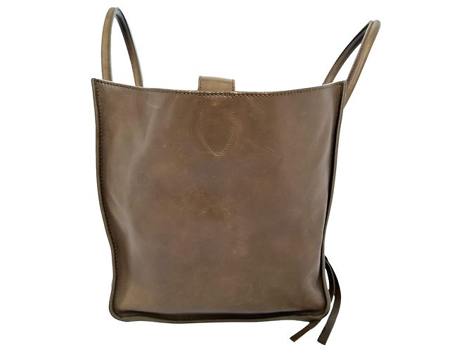 Céline Sac Cabas Celine Luggage Phantom en cuir marron - vue 8