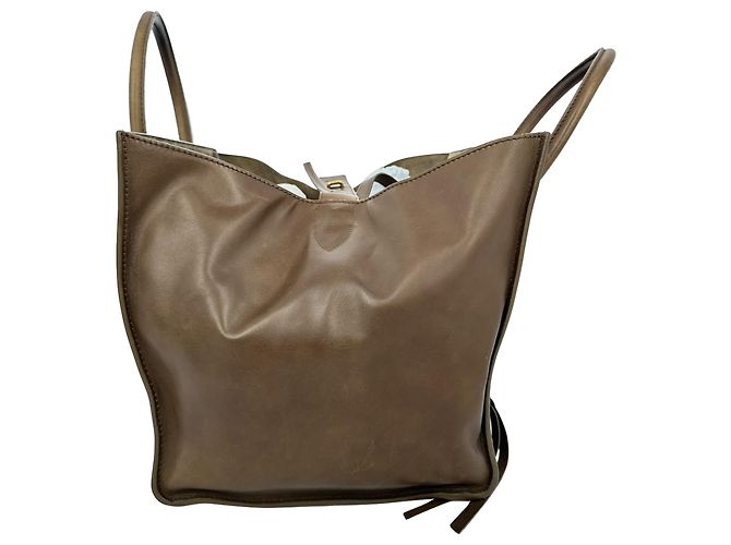 Céline Sac Cabas Celine Luggage Phantom en cuir marron - vue 9