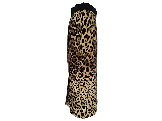 Gonna a tubino Dolce & Gabbana con stampa leopardata in seta multicolore - vista 2