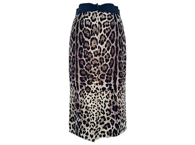 Gonna a tubino Dolce & Gabbana con stampa leopardata in seta multicolore - vista 3