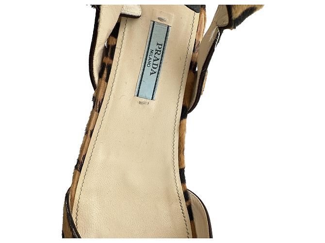 Prada Leopard Print Wedge Sandals in Multicolor Ponyhair - view 10