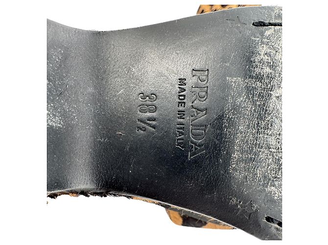 Prada Leopard Print Wedge Sandals in Multicolor Ponyhair - view 11