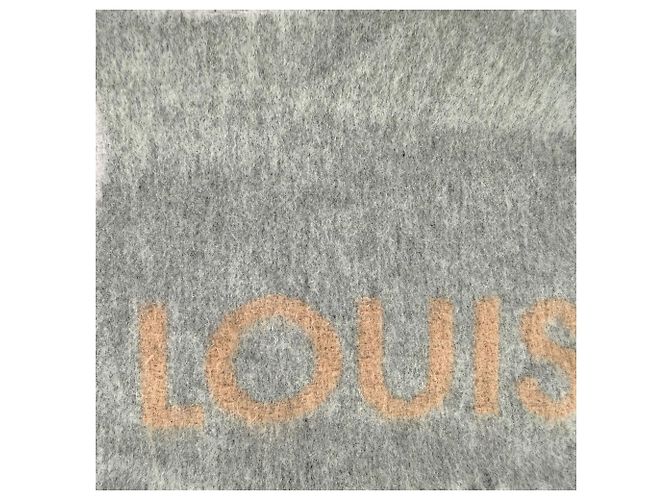 Bufanda Louis Vuitton Logo en lana gris - vista 2